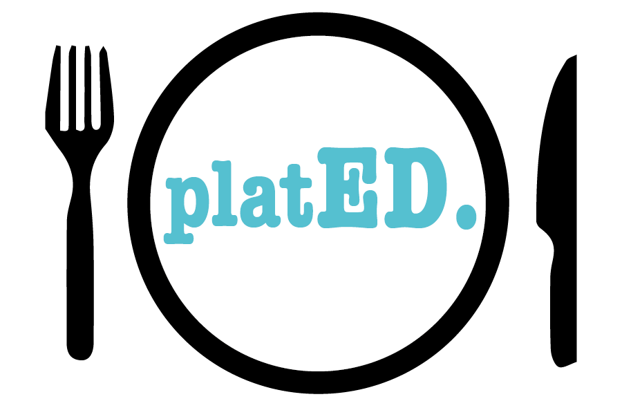 platED logo featuring a fork, plate & knife