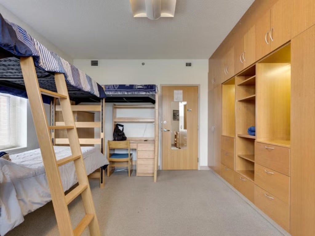 dorm room with bunk bed 