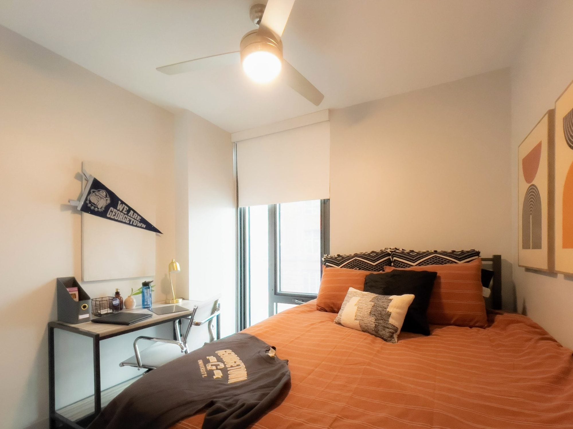bedroom with bed and desk