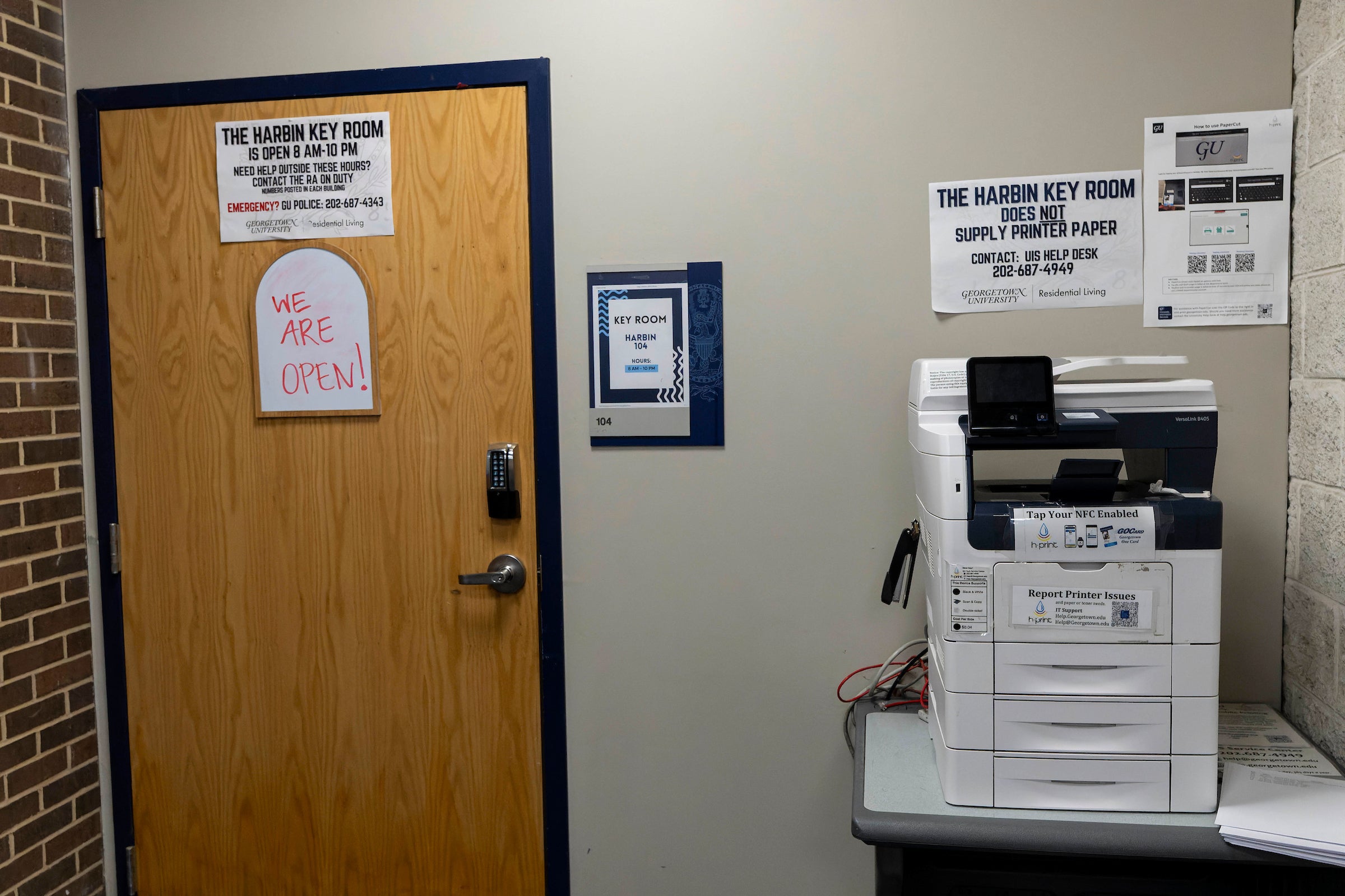 interior door with a sign that reads, 