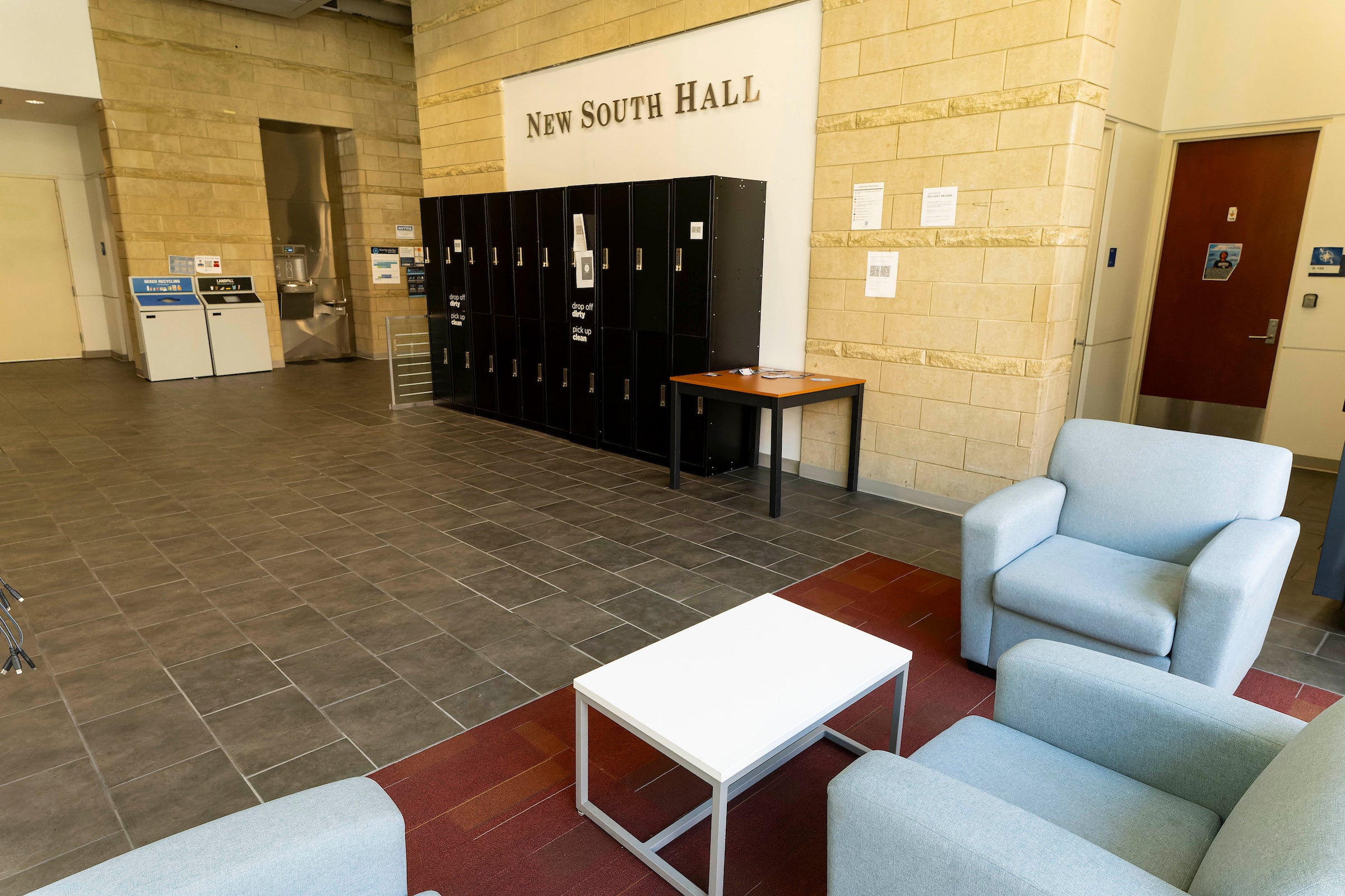 interior lobby with tables and chairs