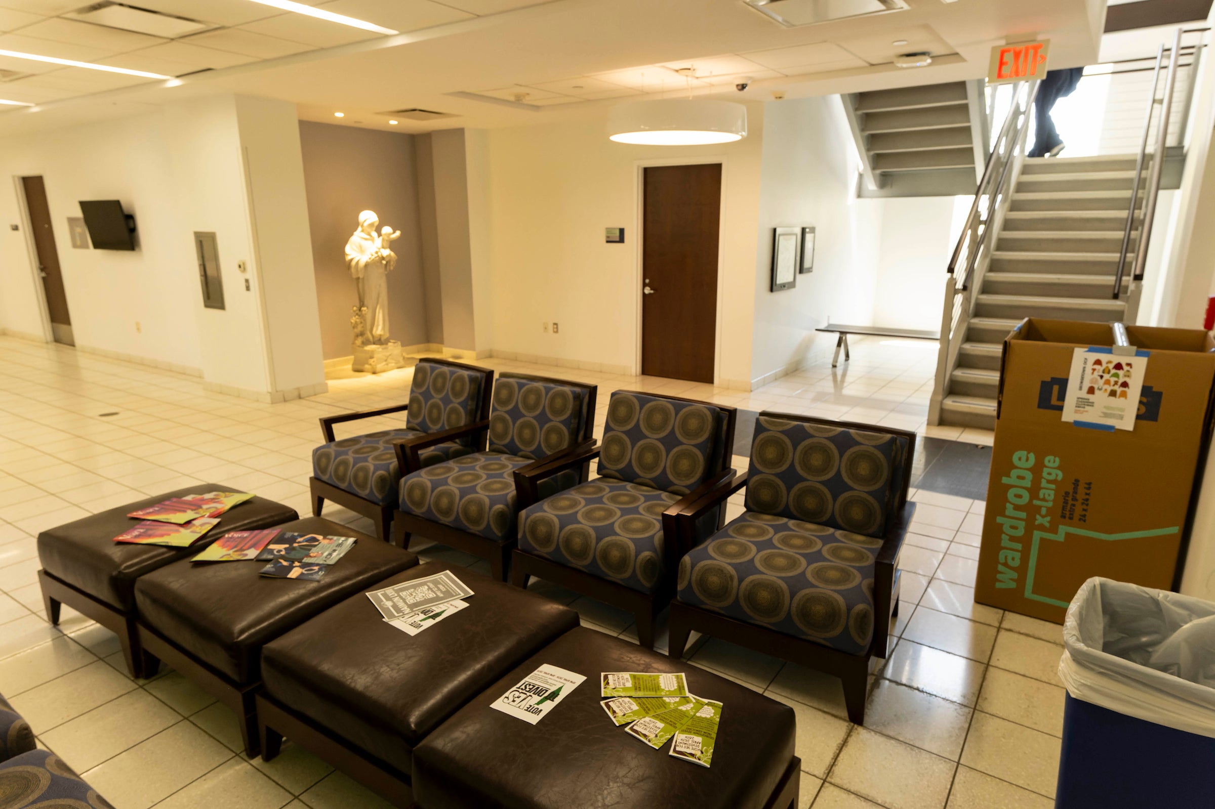 lobby interior with chairs and tables